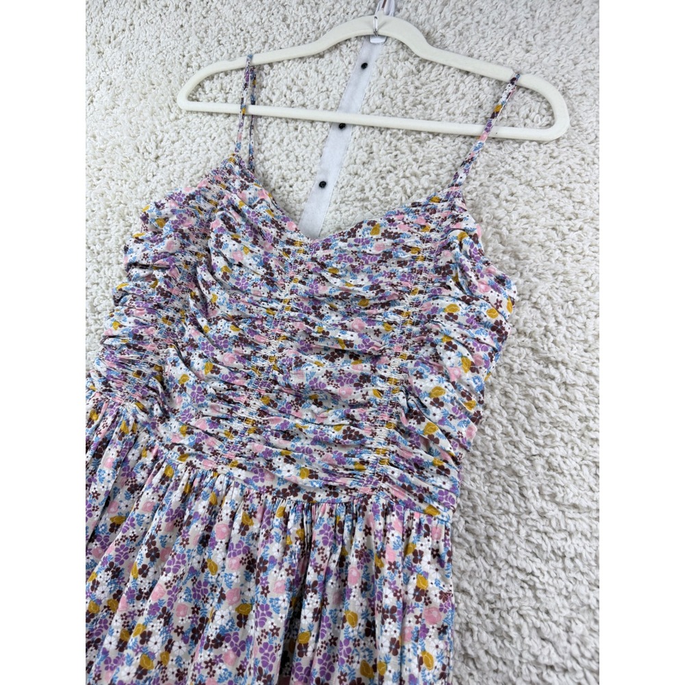 On 34th Floral Midi Dress Women Small Purple Cotton Adjustable Straps Stretch